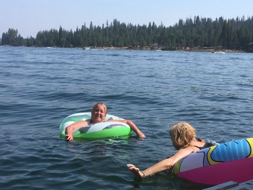 Missy and Kim swimming